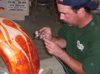 Pat painting crazy skull fender